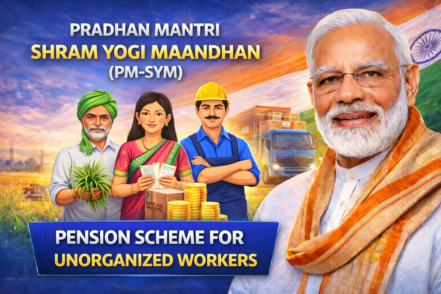 Happy Indian Worker PM-SYM